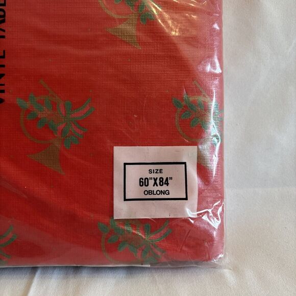 Vintage Holiday Christmas Vinyl Tablecloth Flannel Back 60”X84” Oblong New X-Mas - Picture 2 of 11